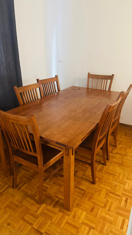 Wood Dining Table with 6 Chairs