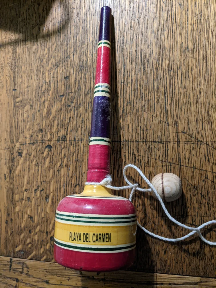 Mexican cup and ball toy from Playa Del Carmen thumbnail