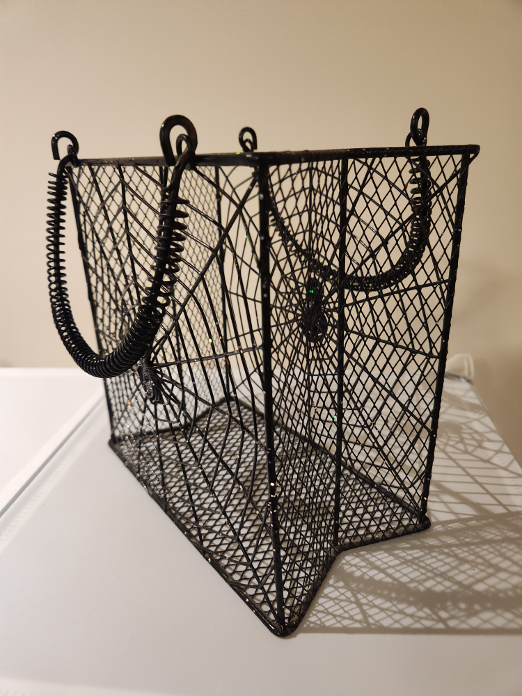 Black Wire Basket with Spiderweb Design - photo 2