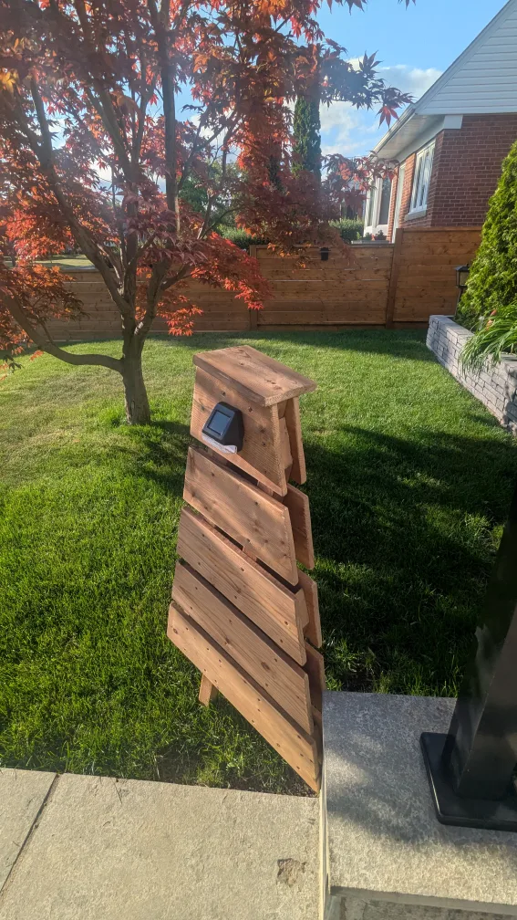 Handmade Wooden Garden Decor with Solar Light image indicator(2)