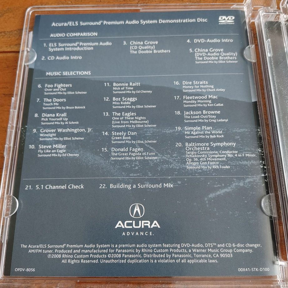 Acura ELS Surround Premium Audio System Demonstration Disc - photo 4