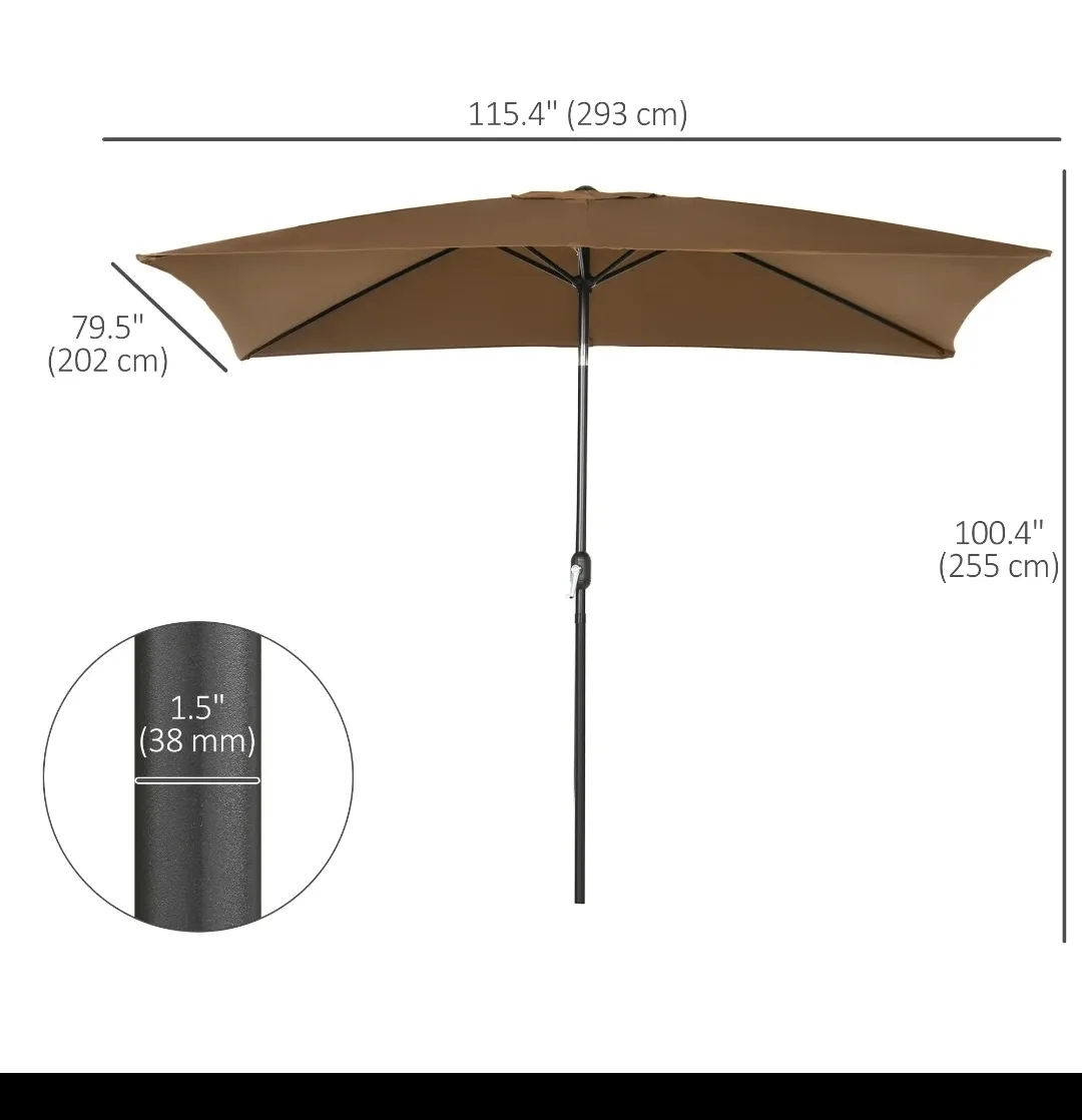 Rectangular Patio Umbrella - Brown image indicator(3)