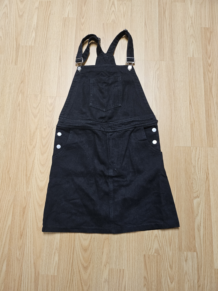 Denim Overall Dress - Black