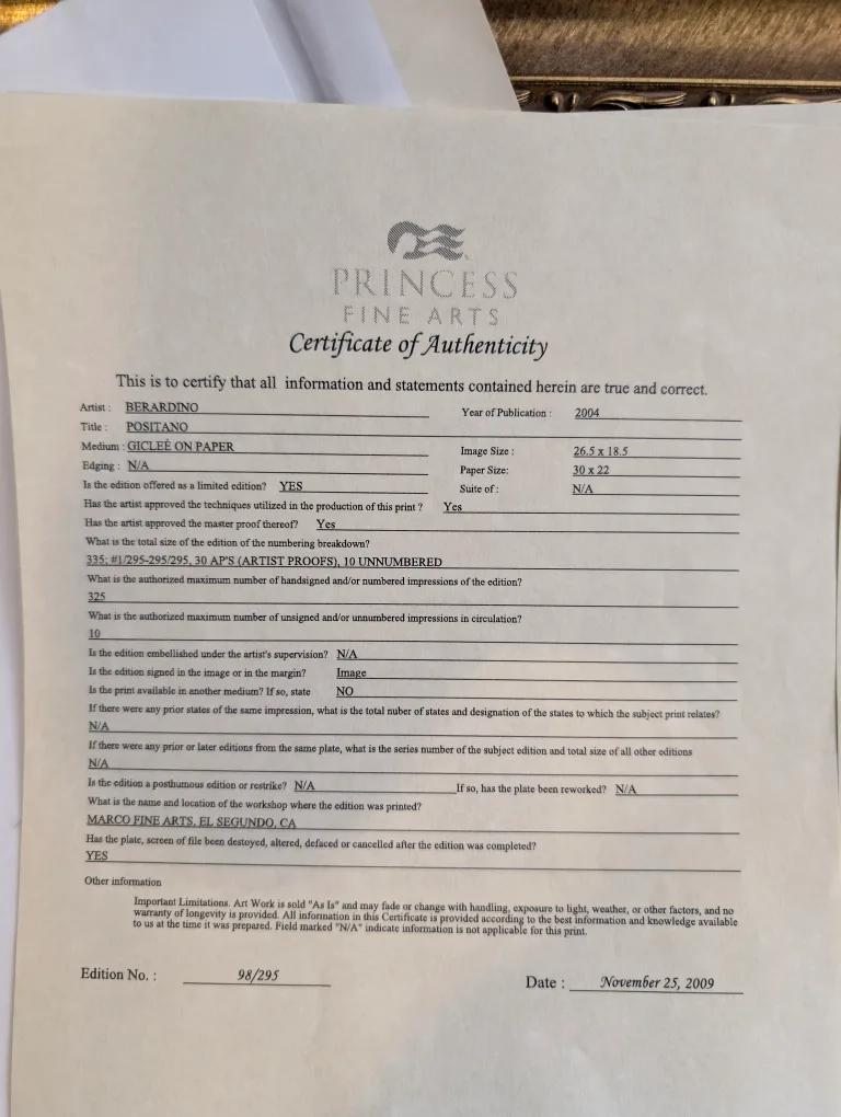 Berardino "Positano" Giclee Print image indicator(2)