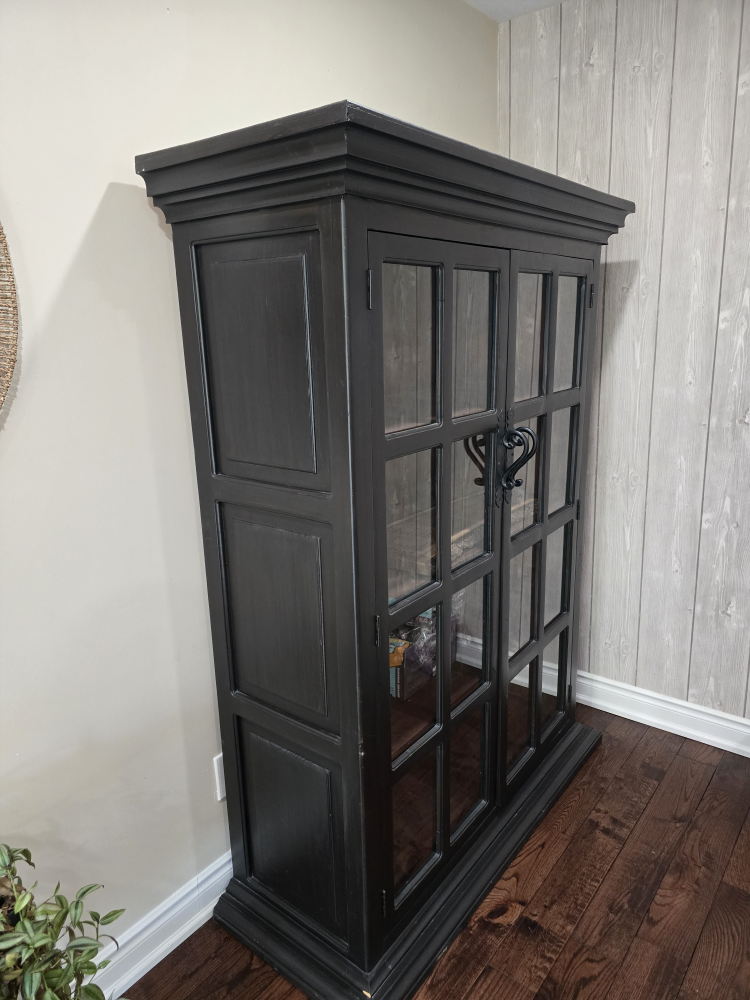 Black Display Cabinet with Glass Doors - photo 2