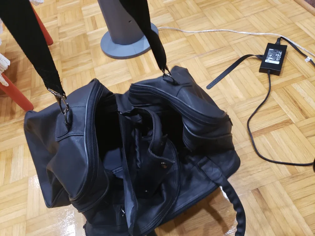 Black Leather Duffel Bag with Bonus gift image indicator(2)