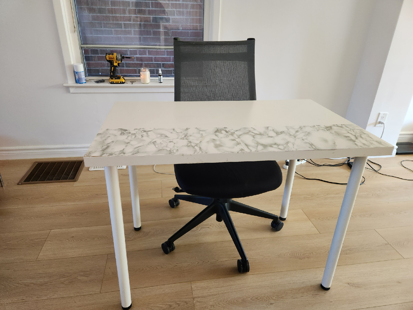 Ikea White Desk with black Chair