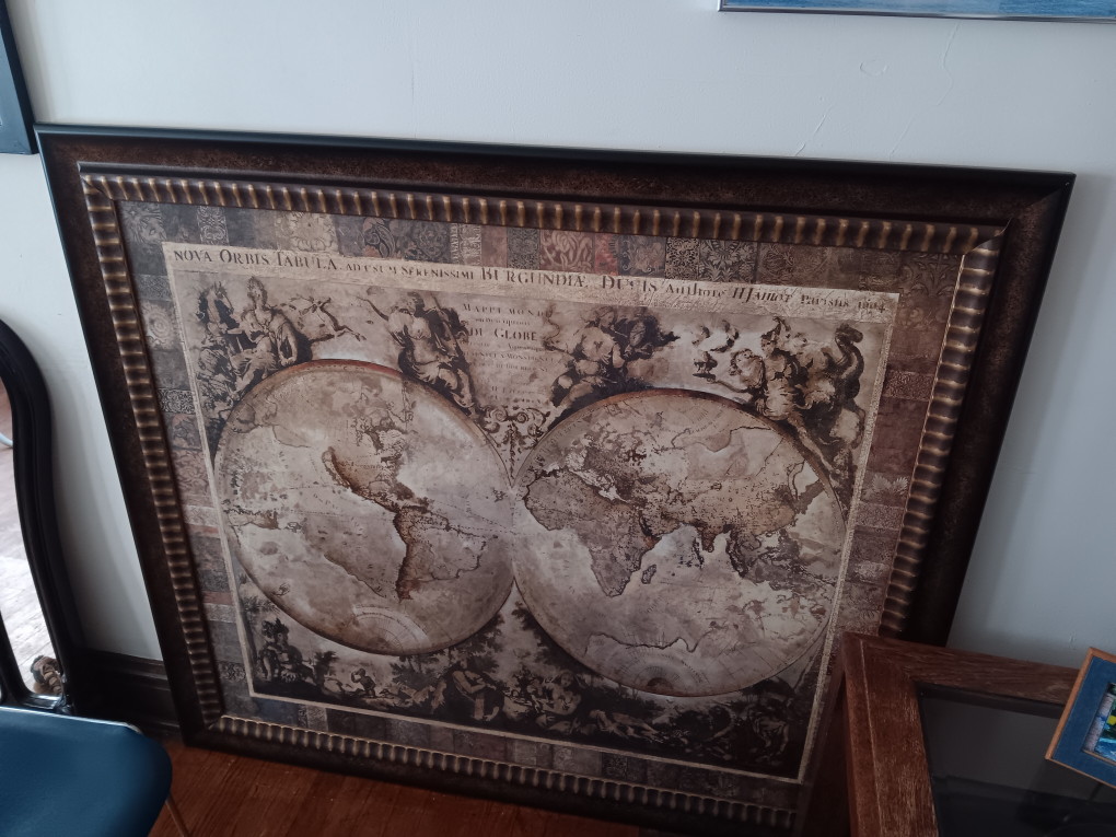 Framed World Globe Map Art
