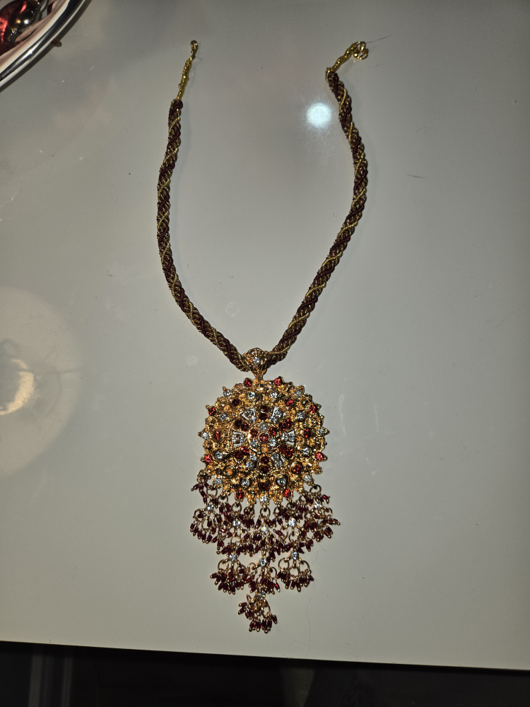 Gold & Burgundy Statement Necklace