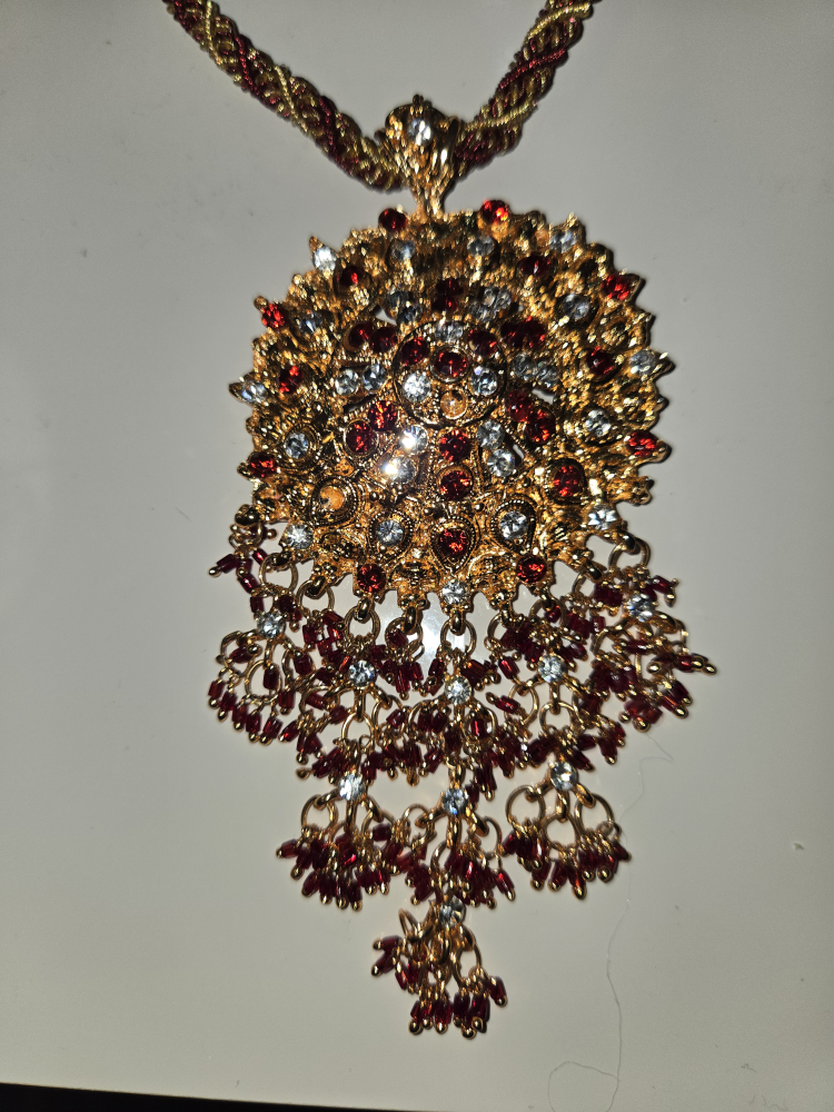 Gold & Burgundy Statement Necklace - photo 4