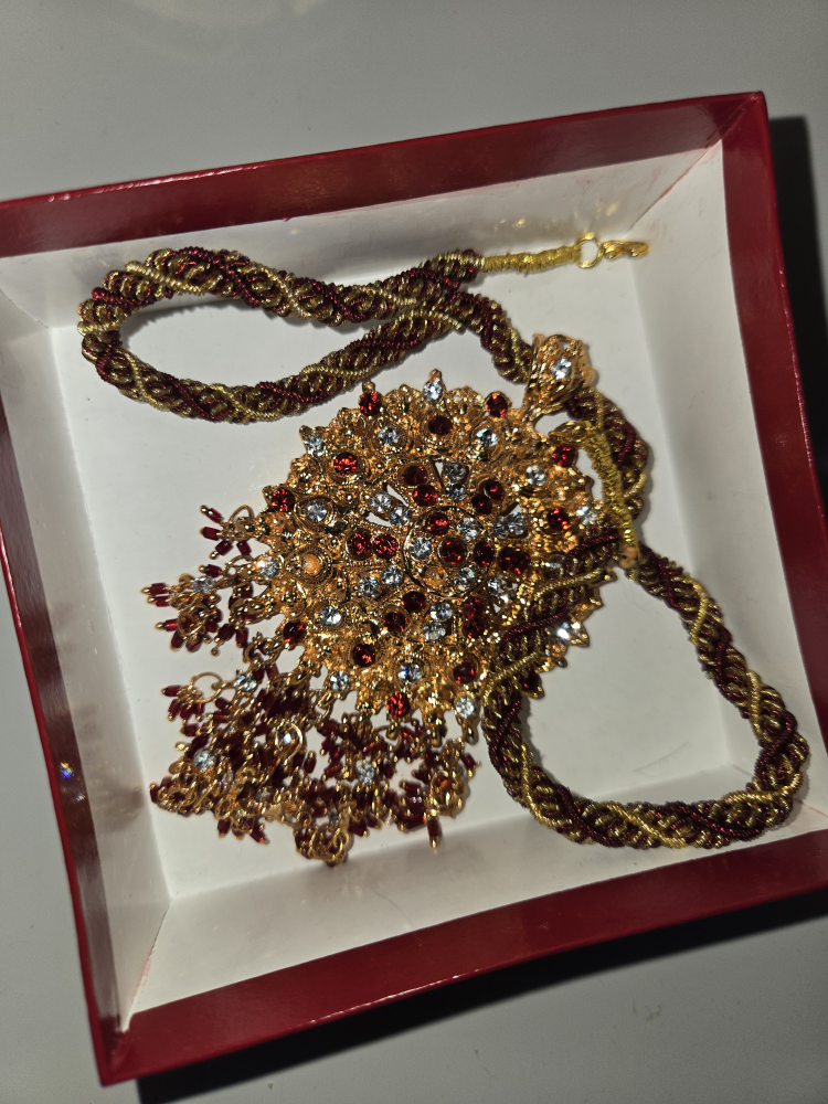 Gold & Burgundy Statement Necklace - photo 5