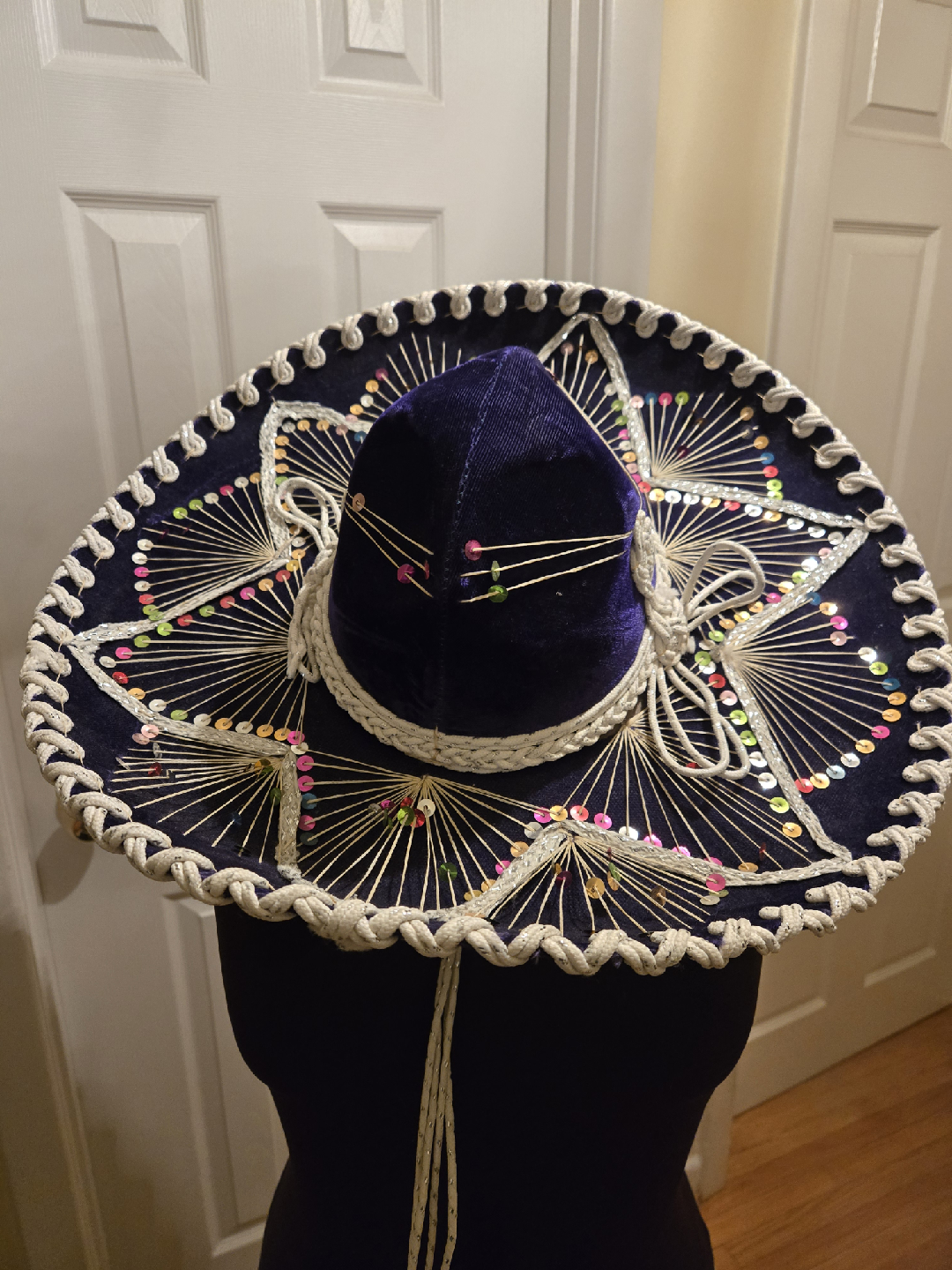 Blue velvet charro sombrero