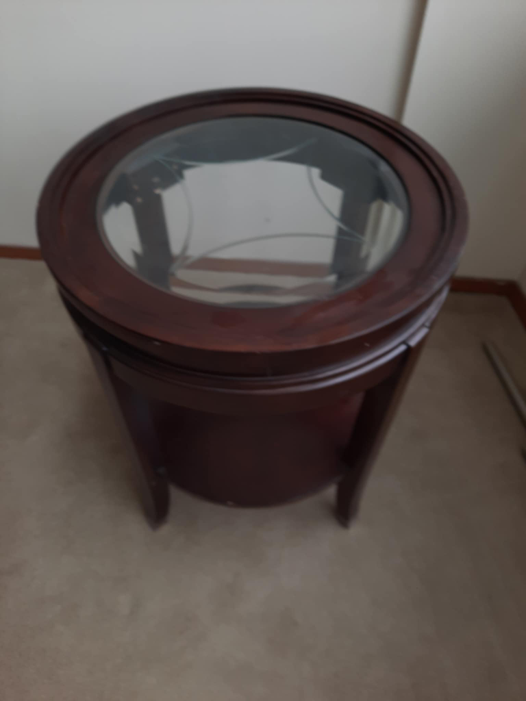 Round Glass Top Accent Table