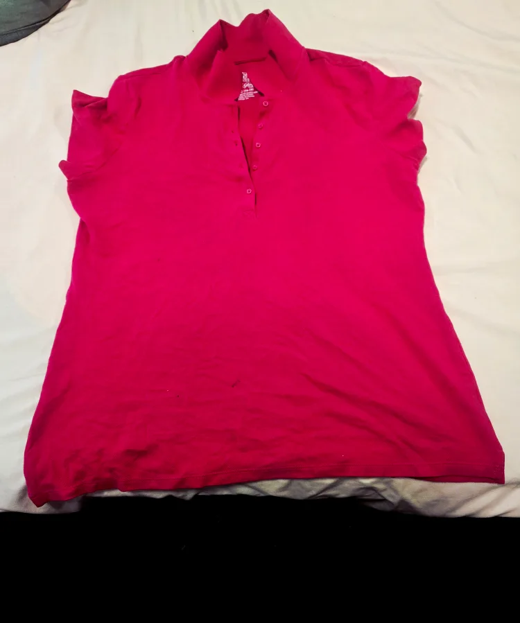 Faded Glory Pink Polo Shirt - Size 14/16 thumbnail