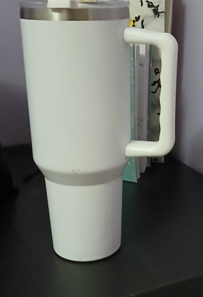 White Stainless Steel Tumbler with Handle