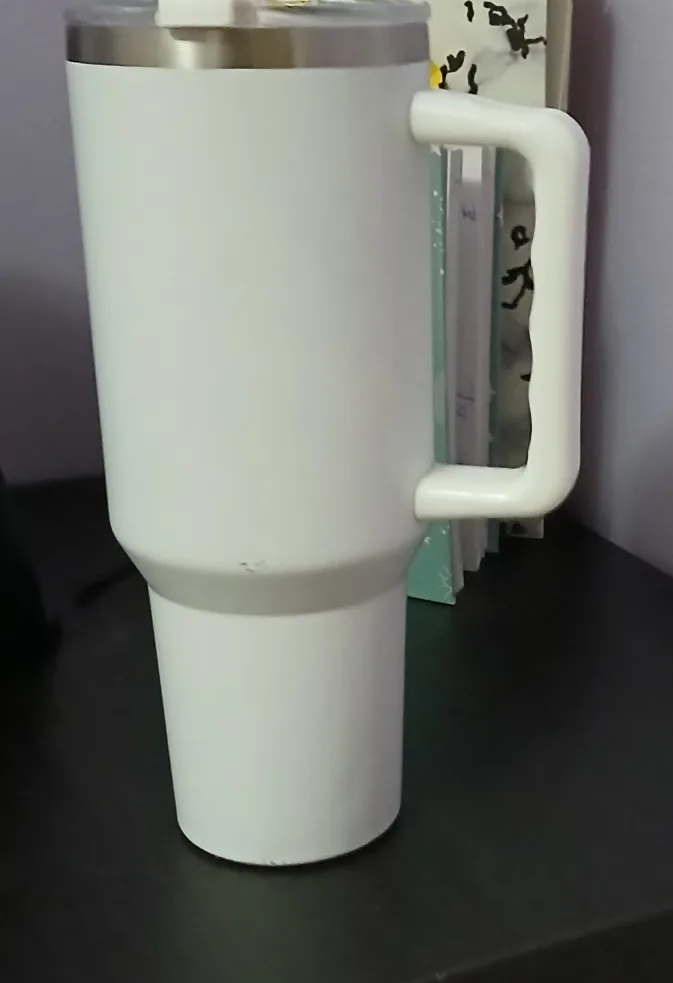 White Stainless Steel Tumbler with Handle thumbnail