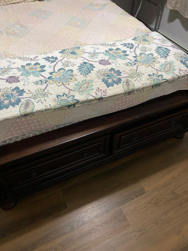 Queen Size Bed Frame with Storage and Bed - photo 2