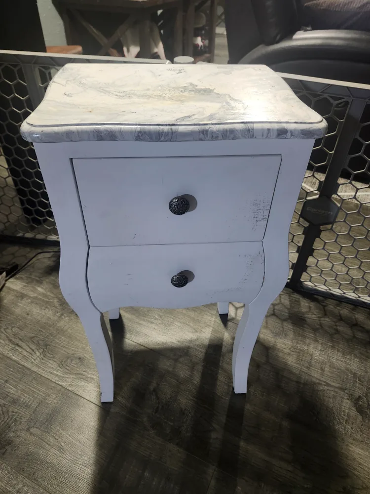 White Marble Top Side Table thumbnail