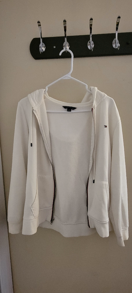 Tommy Hilfiger White Zip-Up Hoodie - Size L