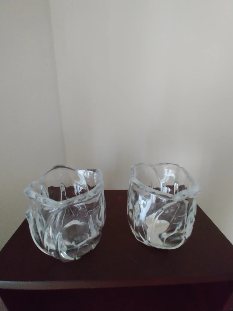Pair of Glass Votive Holders "🧡" - photo 2
