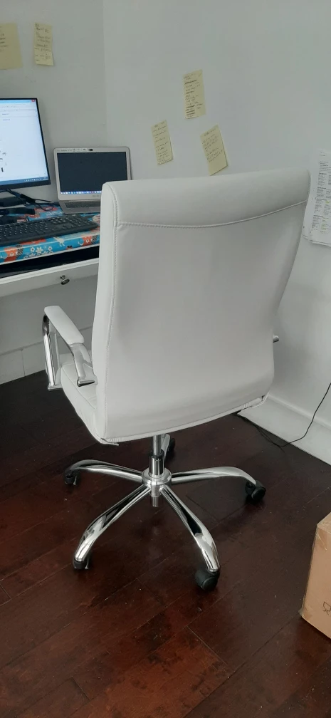 White Leather Office Chair - photo 2