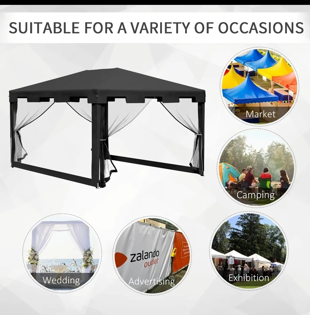 🌞 10 × 13 ft Outdoor Gazebo Canopy with Mesh Sidewalls image indicator(7)