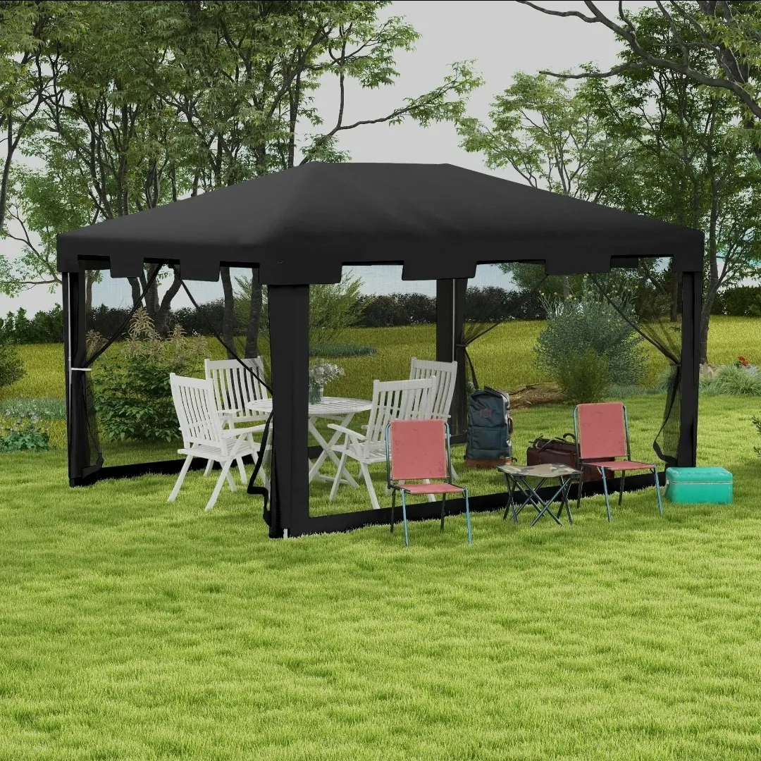 🌞 10 × 13 ft Outdoor Gazebo Canopy with Mesh Sidewalls image indicator(8)