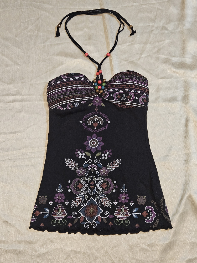 Bongo Black Halter Top Size M