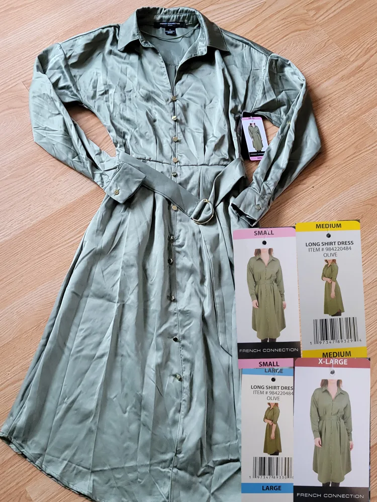 French Connection Olive Long Shirt Dress thumbnail