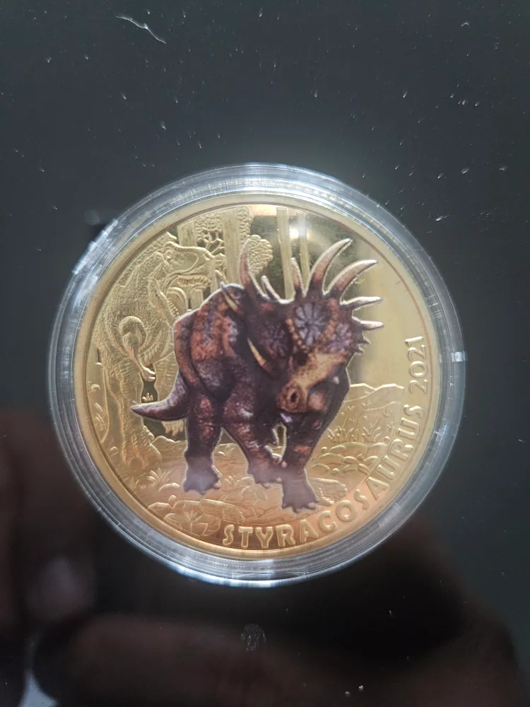 Styracosaurus Dinosaur Gold Plated Coin thumbnail