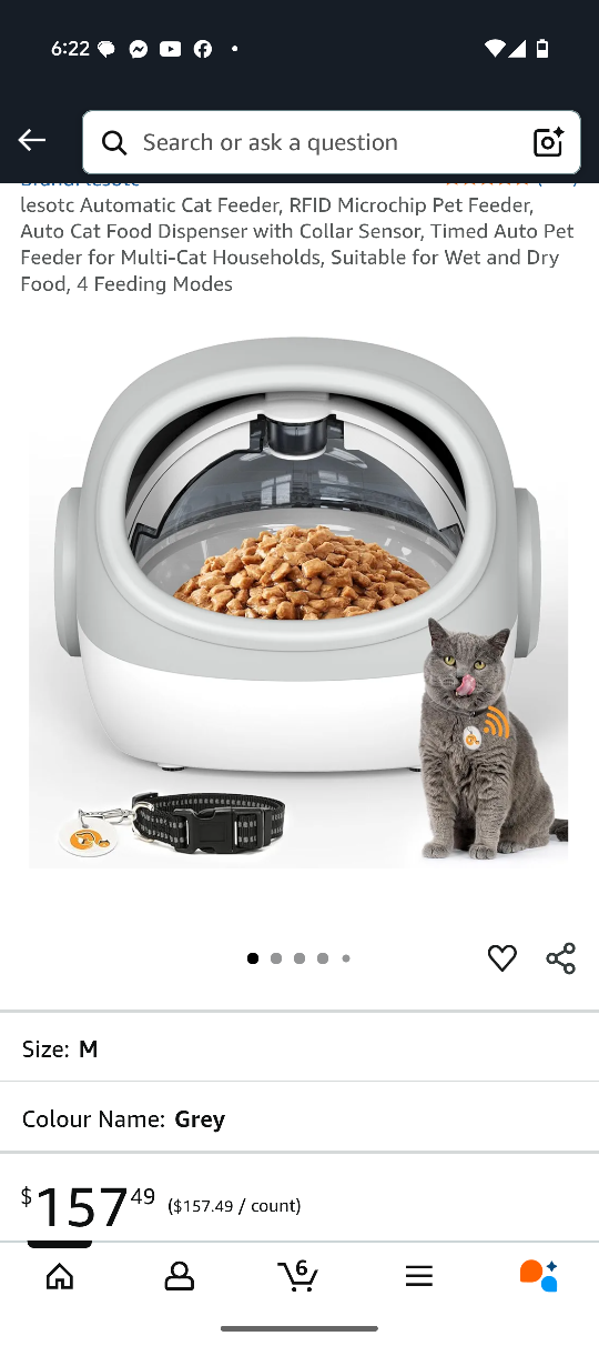 Sphere Microchip Pet Feeder - Grey, Size M - photo 2