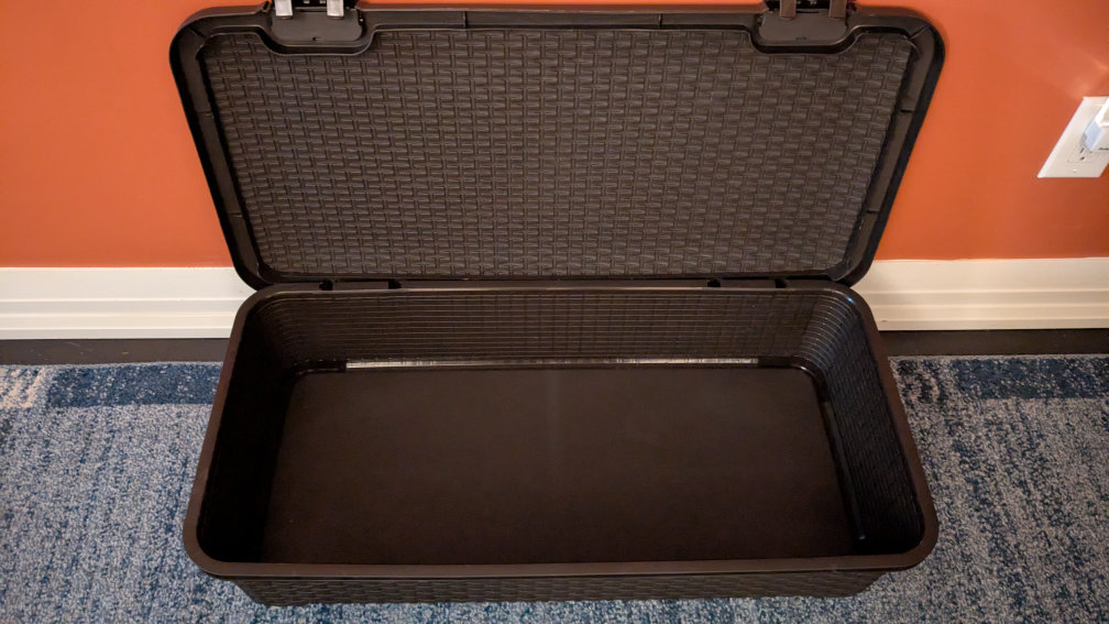 2 Storage Boxes Long-Curver Resin Wicker w/wheels and Clear Box - photo 2