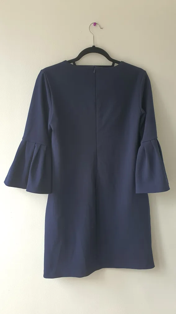 Le Chateau Navy Blue Bell Sleeve Dress - Size M image indicator(2)