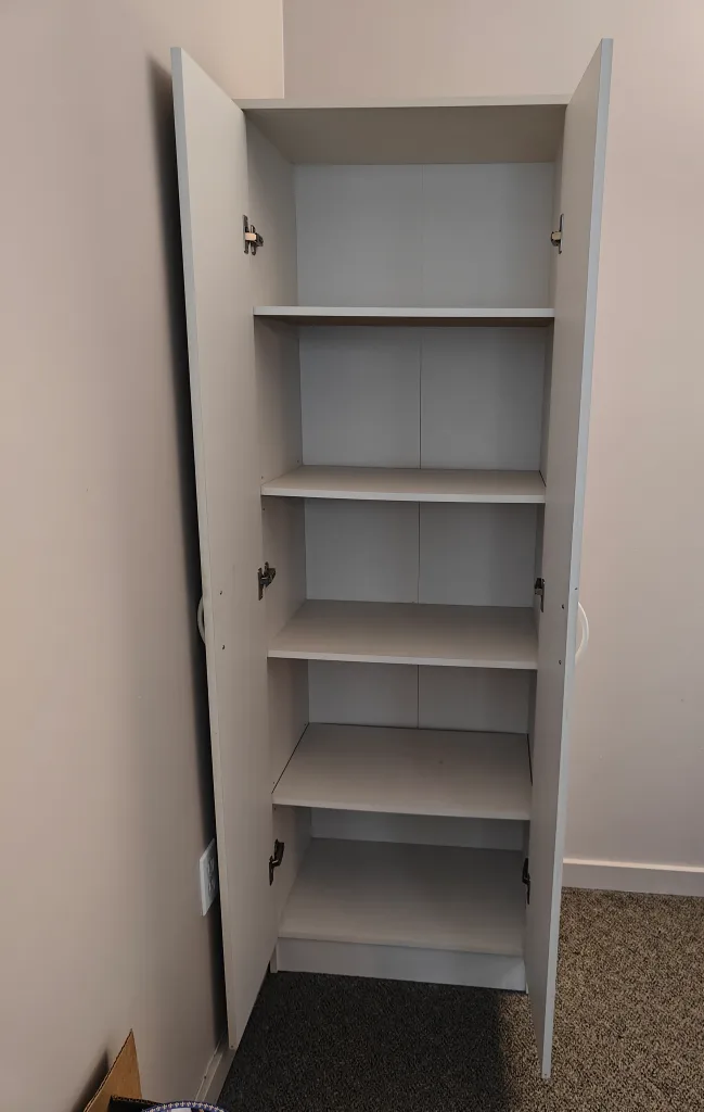 Tall White Storage Cabinet with Shelves image indicator(4)