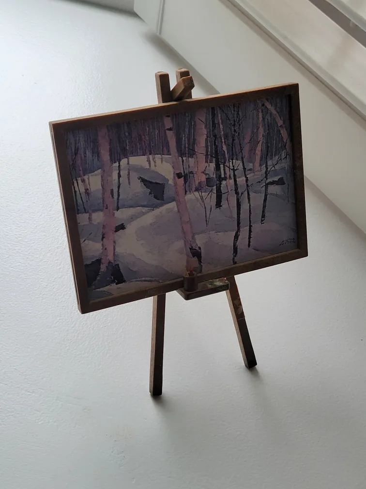 vintage Minature Painting with Easel and paint pots.art.pictures image indicator(6)