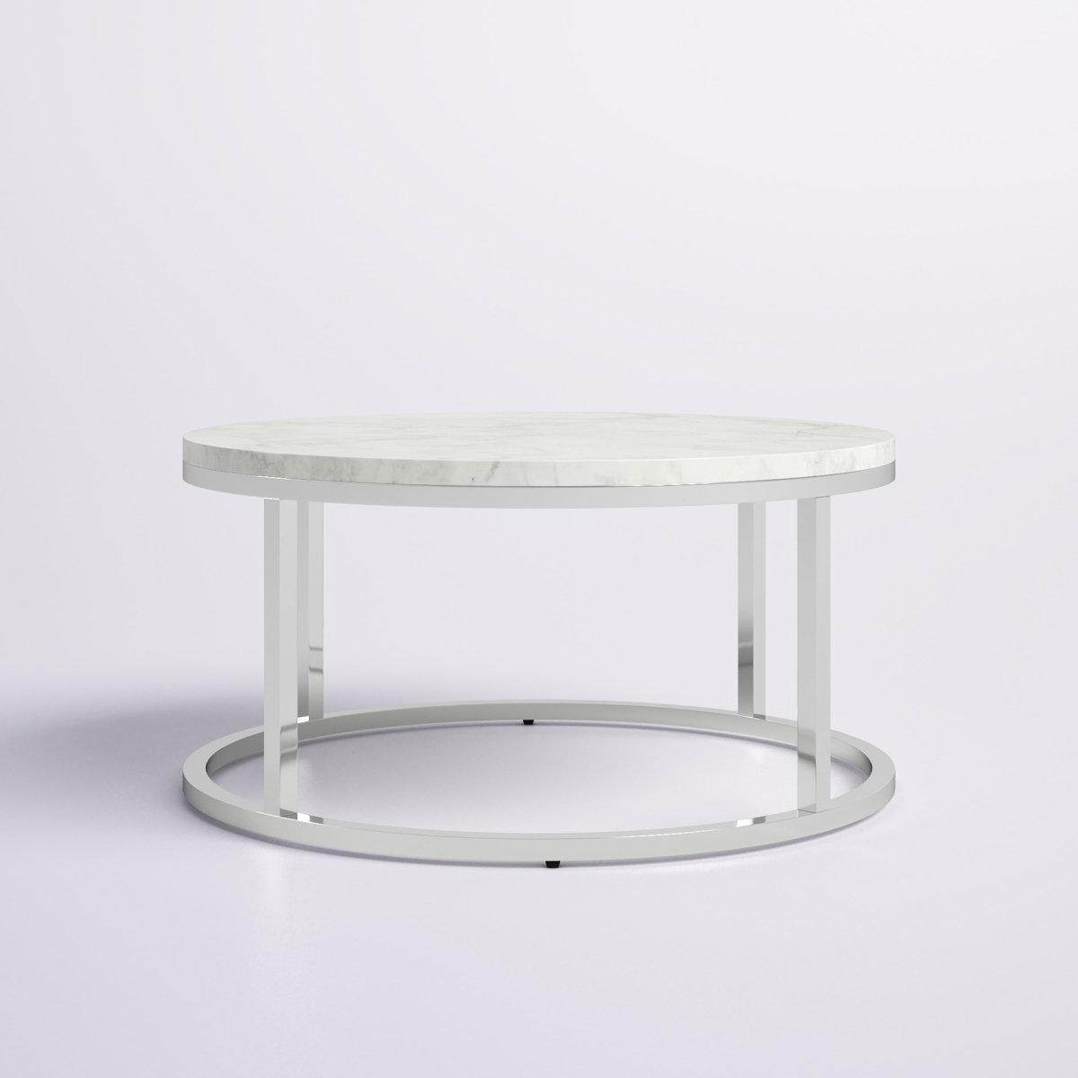Round Coffee Table with Faux Marble Top - photo 3