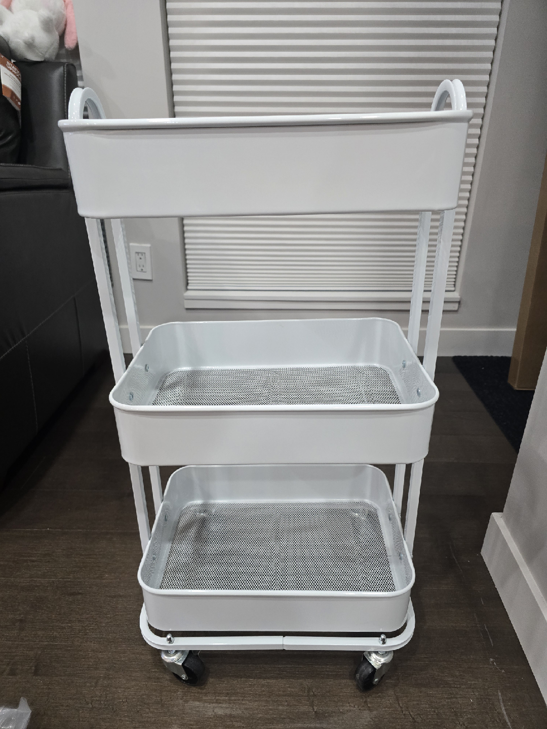 3-Tier Metal Rolling Cart (White) - photo 3