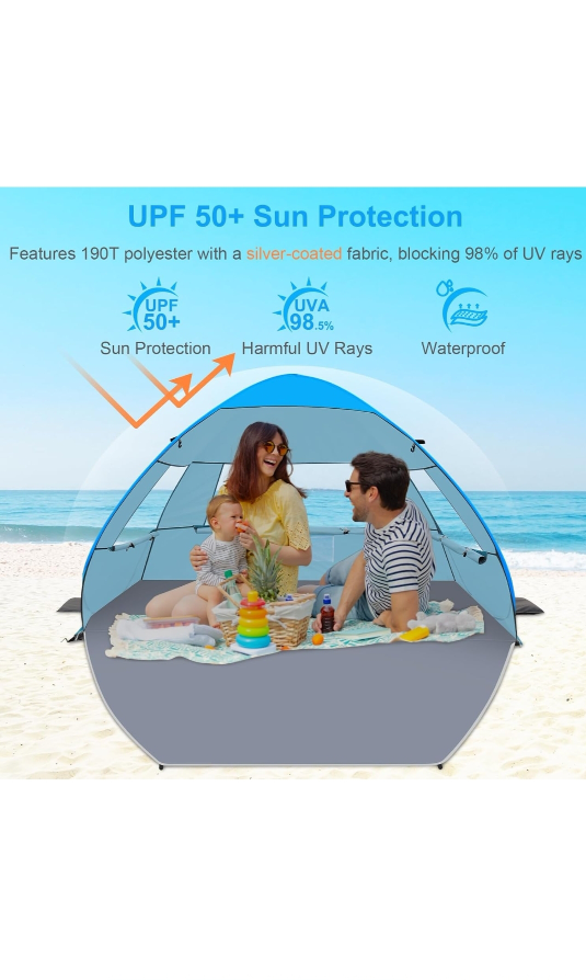 New Gorich Easy Pop Up Beach Tent for 3-4 Person - photo 4