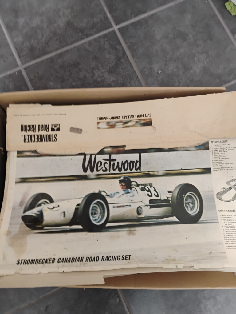 vintage Strombecker slot car tracks and controlers