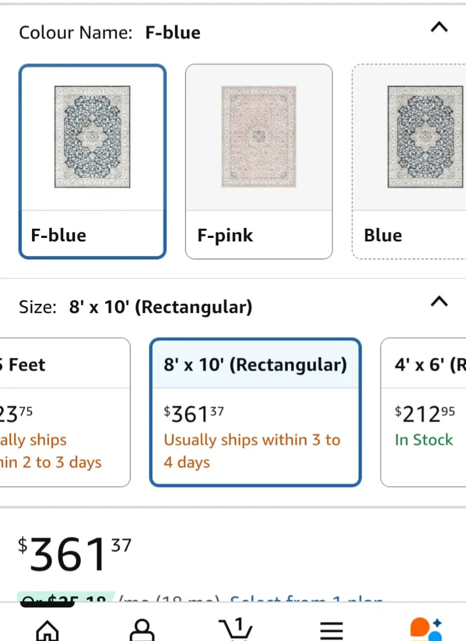 Ezanta Home Decor Area Rug - Blue, 8' x 10' image indicator(5)