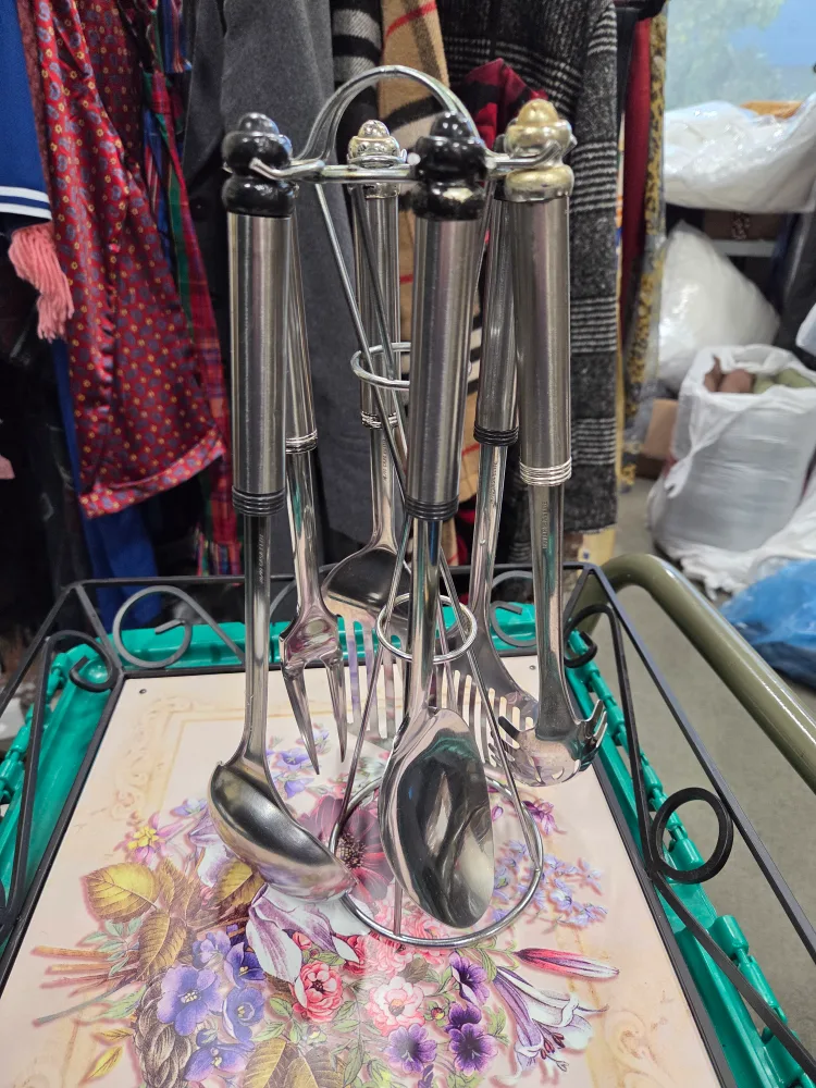 Stainless Steel Kitchen Utensil Set with Stand thumbnail