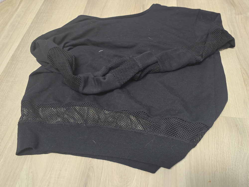 Black Long Sleeve Top with Mesh Detail