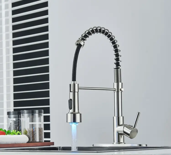 LED Kitchen Faucet - Brushed Nickel Finish