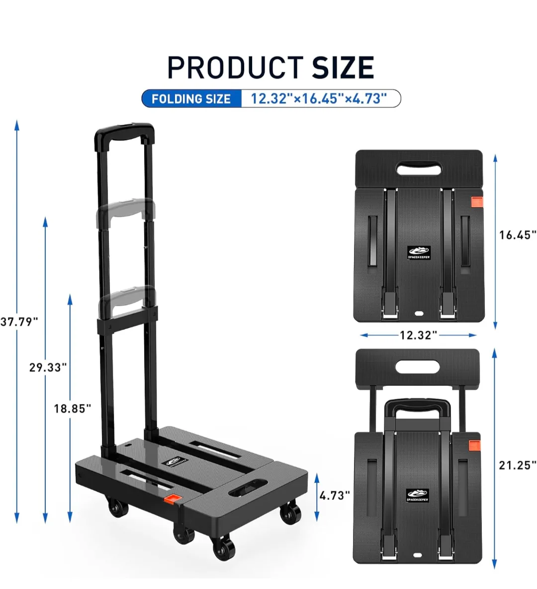 SPACEKEEPER Folding Luggage Cart - Like New! image indicator(4)