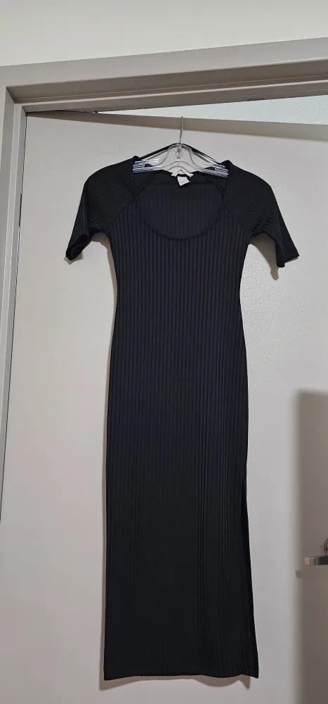 H&M Black Ribbed Dress - Size XS thumbnail