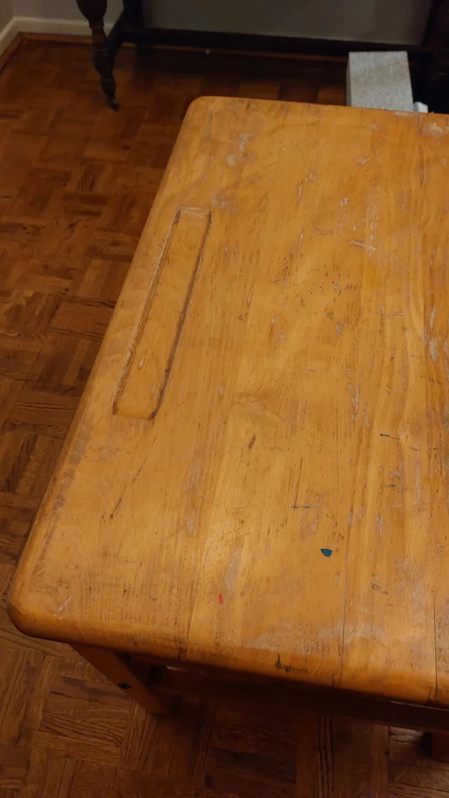 Antique Solid wood school children's desk with chair image indicator(5)