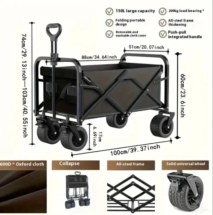 Folding Wagon Cart - All-Terrain Wheels image indicator(2)
