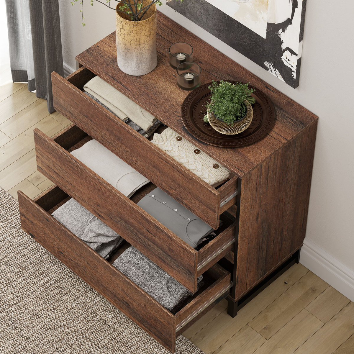 Wood Dresser with 3 Drawers - photo 2