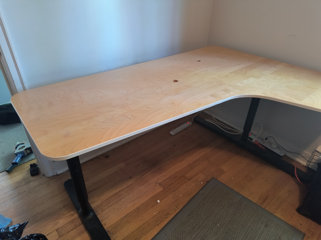 Ikea BEKANT Corner Desk - Light Wood Top, Black Legs