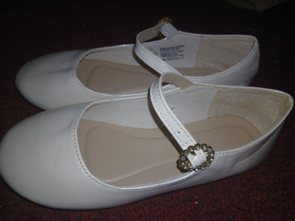 White Ballet Flats with Ankle Strap